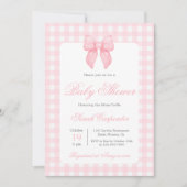 Invitation En vichy rose et Baby shower de la corneille (Devant)