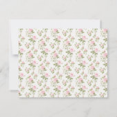 Invitation En vichy rose et Rose Floral Babal Note Card (Dos)