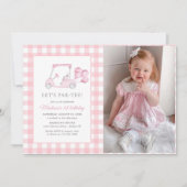 Invitation En vichy rose fille de golf 1er anniversaire Photo (Devant)