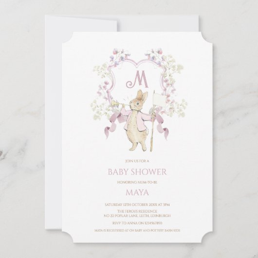 Invitation En vichy rose Pierre le Baby shower de monographie (Devant)