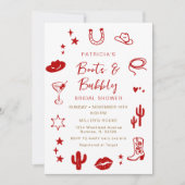 Invitation EN VICHY ROUGE Bottes et Fête des mariées Bubbly C (Devant)