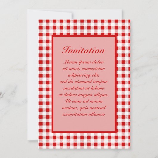 Invitation En vichy rouge + Couleur personnalisée (Devant)