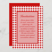 Invitation En vichy rouge + Couleur personnalisée (Devant / Derrière)