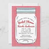 Invitation En vichy rouge et bleu Mason Jar rustique Pays (Devant)