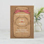 Invitation En vichy rouge et Mariage Burlap Mason Jar (Debout devant)