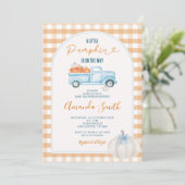 Invitation en vichy Un Petit Baby shower De Camion D'Automne  (Debout devant)