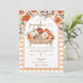 Invitation en vichy Un petit citrouille est en route Baby sho (Debout devant)