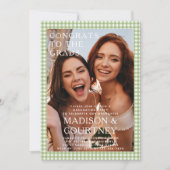 Invitation En vichy Vert moderne Photo Graduation Party (Devant)
