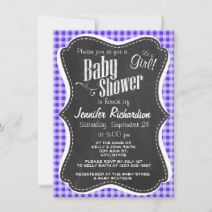 Invitation En vichy violet bleu ; aspect tableau de bord