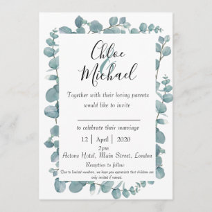 Invitation encadré d'Eucalyptus botanique avec Bib