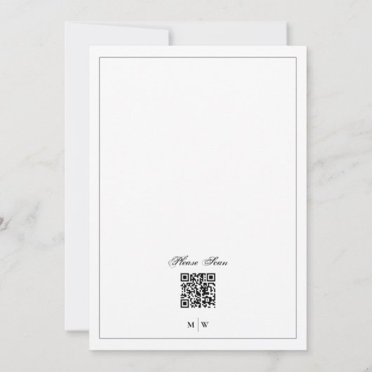 Invitation encadré | Elegant Monogram White QR code Mariage (Dos)