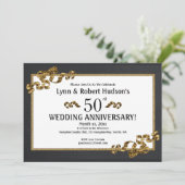 Invitation encadrée or pour les 50 ans de mariage (Debout devant)