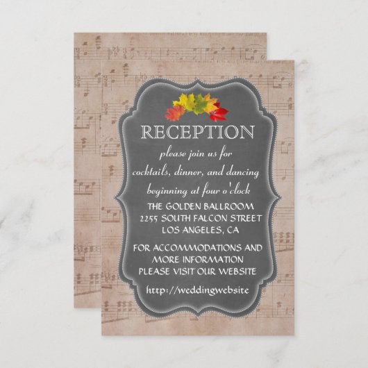 Invitation Encart de réception de feuille de musique de pays (Devant / Derrière)