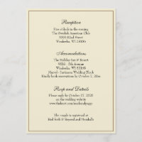 Encart de réception de mariage classique élégant s