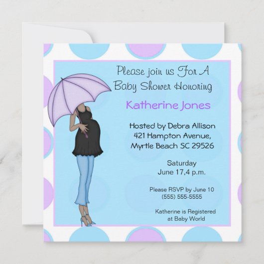 Invitation Enceinte Africaine Américaine Mère Douche Invitati (Devant)