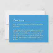 Invitation Enceinte de réception typographie bleu ciel jaune (Dos)