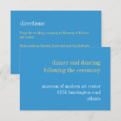 Invitation Enceinte de réception typographie bleu ciel jaune (Devant / Derrière)