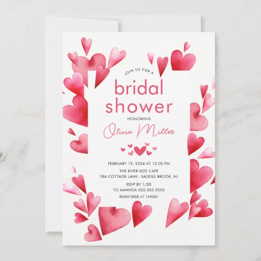 Invitation Enchantant Coeurs nuptiale Douche (Devant)