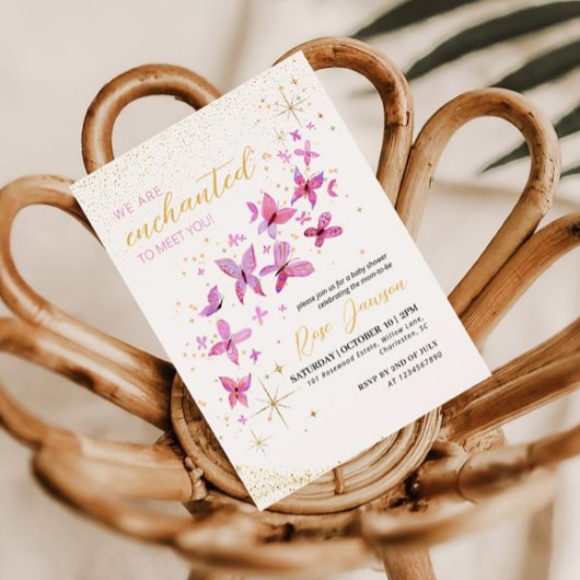 Invitation Enchanté de vous rencontrer Baby Shower Papillon