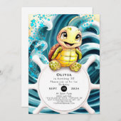 Invitation Enchanté sous la tortue de mer Anniversaire (Devant / Derrière)