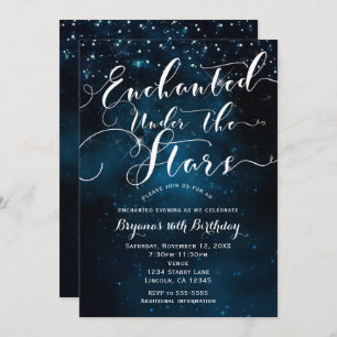 Invitation ENCHANTÉ SOUS LES ÉTOILES Ciel bleu étoilé