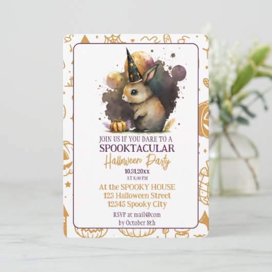 Invitation Enchanted Bunny Spooktaculaire Halloween Party Inv (Debout devant)