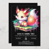 Invitation Enchanted Dreamy Fox Anniversaire numérique (Devant / Derrière)