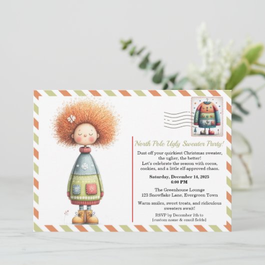 Invitation Enchanted Elf | North Pole Ugly Sweater Party  (Debout devant)