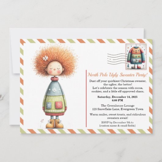 Invitation Enchanted Elf | North Pole Ugly Sweater Party  (Devant)