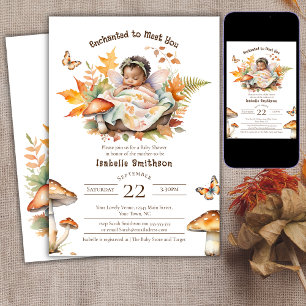 Invitation Enchanted Fairy Fall Automne Baby shower boisé