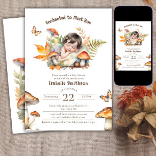 Invitation Enchanted Fairy Fall Automne Baby shower boisé