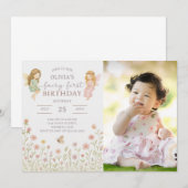 Invitation Enchanted Fairy First Birthday (Devant / Derrière)