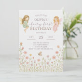 Invitation Enchanted Fairy First Birthday (Debout devant)