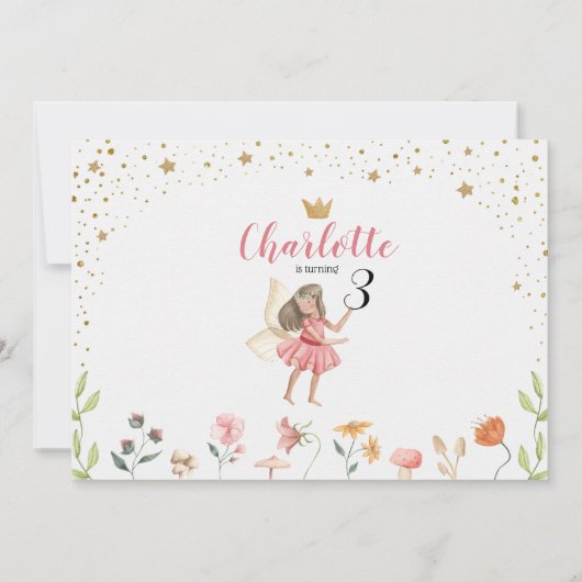 Invitation Enchanted Fairy Garden Anniversaire Photo Invitati (Dos)