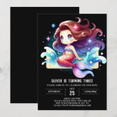 Invitation Enchanted Fantasy Mermaid Birthday (Devant / Derrière)