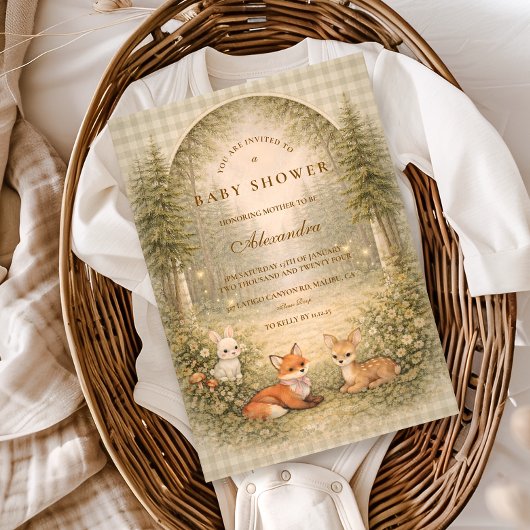 Invitation Enchanted Forest Baby Animals Baby Shower