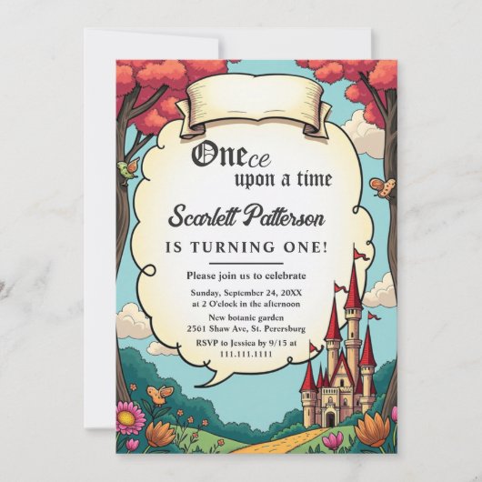 Invitation Enchanted Forest Castle Fairytale 1st Birthday (Devant)