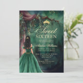 Invitation Enchanted Forest Emerald Gold Fairy Tale Sweet 16 (Debout devant)