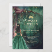 Invitation Enchanted Forest Emerald Gold Fairytale Sweet 16 (Devant)