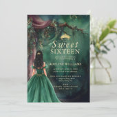 Invitation Enchanted Forest Emerald Gold Fairytale Sweet 16 (Debout devant)
