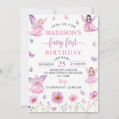 Invitation Enchanted Forest Fairy First Floral Birthday (Devant)