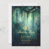 Invitation Enchanted Forest Fairy Gold Greenery 40th Birthday (Devant)