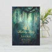 Invitation Enchanted Forest Fairy Gold Greenery 40th Birthday (Debout devant)