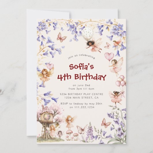 Invitation Enchanted Forest Fairy Treehouse Birthday Invite (Devant)