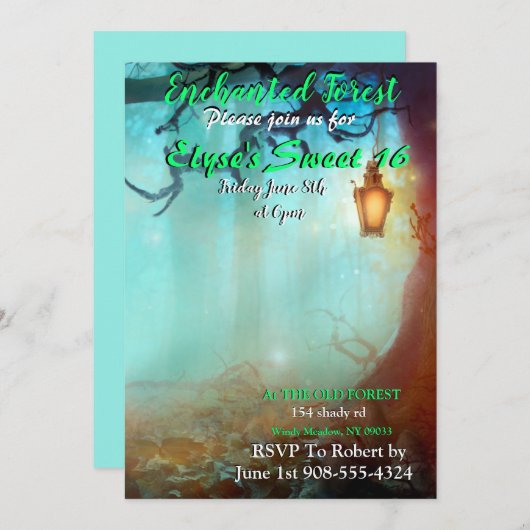 Invitation Enchanted Forest Latern (Devant / Derrière)