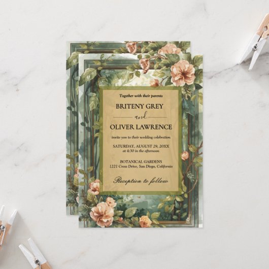 Invitation Enchanted Forest Path of Magical flower wedding    (Devant/Arrière en situation)