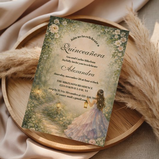 Invitation Enchanted Forest Princess Quinceañera