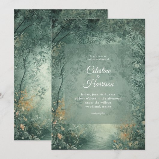Invitation Enchanted Forest Wedding (Devant / Derrière)