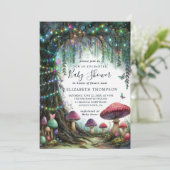 Invitation Enchanted Forest Whimsical Mushrooms Baby Shower (Debout devant)