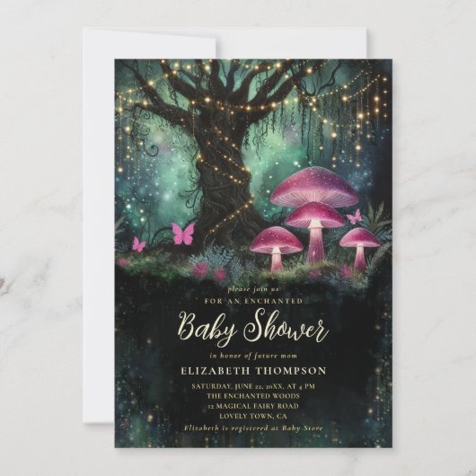 Invitation Enchanted Forest Woodland Magical Tree Baby Shower (Devant)
